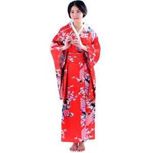 Robe Japonaise Geisha Robe Yukata Blossom Peignoir Satin Robe Kimono Robe de Nuit Femme Robe de Chambre Longue Femme Traditionnelle Japonaise Kimono Japonaise de Femmes de Kimono Robe de Carnaval (Beythetly, neuf)