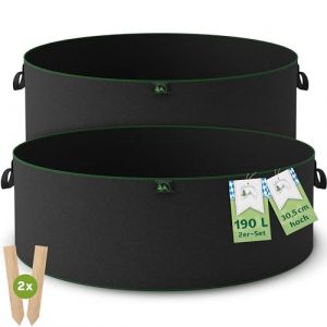 TTL Garden - Lot de 2 sacs de plantation surélevés - 190 l - En feutre - Diamètre : 92 cm - Hauteur : 30,5 cm - 300 g/m² - Pour terrasse, serre et jardin (TTL-Commerce, neuf)