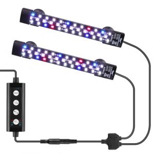 hygger Dual Channel Submersible Éclairage Aquarium LED, 12W Full Spectrum LED Light Aquarium, Lampe Aquarium avec 3 Rangées de Perles, 7 Couleurs et Luminosité Réglable pour Aquariums de 15-60L (2) (AquaFocus-EU, neuf)