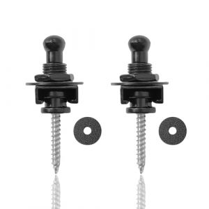 Musiin Guitar Strap Lock, Button Guitar Strap Lock Set with Secure Quick Release, Made of Metal Material, Suitable for Electric Guitar, Bass, Acoustic Guitar (2-Pack, Black) (Musiin, neuf)