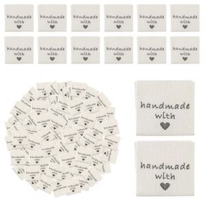 Aysatogc Lot de 100 &eacute;tiquettes faites &agrave; la main &agrave; coudre - Personnalis&eacute;es - Fabriqu&eacute;es &agrave; la main - &Eacute;tiquettes de couture - &Eacute;tiquettes en tissu pour couture, crochet, d&eacute;coration (Boutique gather, neuf)