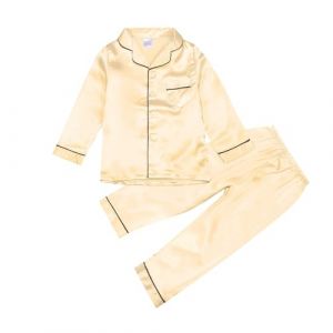 Ensemble Pyjama en Satin pour Enfants, Fille et gar&ccedil;on, Chemise de Nuit boutonn&eacute;e, Haut, Pantalon Long, Bas, v&ecirc;tements de Nuit Costume Gar&ccedil;ons Adulte Grande Taille (jYRTCS, neuf)