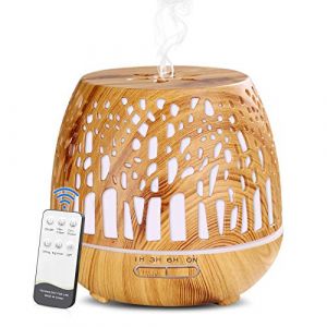 Simpeak Diffuseur d'Huiles Essentielles 400ml, Télécommande d'humidificateur Ultrasonique sans BPA avec Lumière LED à Couleurs Variables 3 Minuterie pour la Maison/Yoga/Bureau/Spa - Bois (Kirin. EU, neuf)