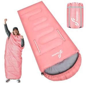 Sportneer Sleeping Bag Sac de Couchage Fille, Rose, 216x83cm (TSMART, neuf)