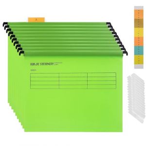 Lot de 10 Dossiers Suspendus A4 en PP avec Onglets et inserts en Carte pour Armoires de Classement en Polypropylène A4 à suspendre pour Bureau, école, travail à la maison (Vert) (PINDD, neuf)