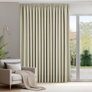 Deconovo Rideaux Occultants Isolant Thermique Anti Froid, Rideaux pour Salon et Chambre, Design Moderne Galon Fronceur, 300x145 CM (Largeur x Hauteur), Beige Foncé, 1 Pièces (Deconovo-Home, neuf)