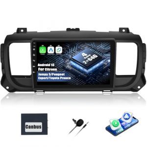 [8Core 2G+64G] CAMECHO Autoradio Android 13 pour Citroen Jumpy 3/Peugeot Expert/Toyota Proace avec Navi Carplay Autoradio Android Auto, Radio 2 DIN 9 Pouces avec DSP RDS Bluetooth Mirror Link (Icamecho, neuf)