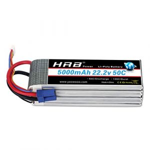 HRB RC Batterie Lipo 5000mAh 22.2V 50C 6S pour RC H&eacute;licopt&egrave;re Truck Bateau Voiture (EC5) (HRB POWER Official store, neuf)