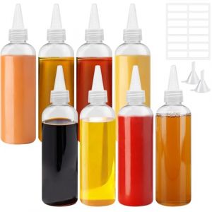 REJOECE Bouteille Sauce 200ml,8 Pi&egrave;ces Squeeze Bottle,7 oz Bouteille Sauce Plastique, Recipient Sauce Vinaigrette, Vinaigrette Contenant pour Maison Restaurant Ketchup, Moutarde, Mayo, huile d'olive (hongfuqi, neuf)