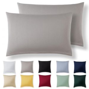 Alreya Taie Oreiller 50x80 Coton (Lot de 2) - Gris Clair - 100% Jersey Coton, Housse de Coussin 50x80 cm, Taies d'oreiller en Jersey avec Fermeture éclair 50 x 80 cm (DT TEXTILE GmbH, neuf)