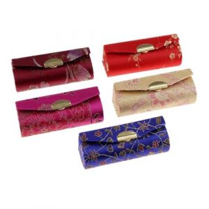 Étui à rouge à lèvres portable de style chinois, organisateur de baume à lèvres floral avec miroir de maquillage, étui à rouge à lèvres 5 pièces avec miroir, supports de rouge à lèvres portables, mini (thouandWei, neuf)