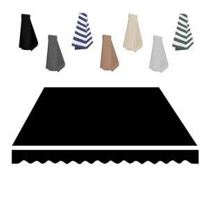 Store Banne Manuel Rétractable, Tissu de Remplacement pour Auvent 2.0m 2.5m 3.0m 3.6m 4m 5m pour Terrasse Extérieur Balcon, Imperméable Toile pour Store Banne(Noir,W300 x H250cm) (LYLSD, neuf)