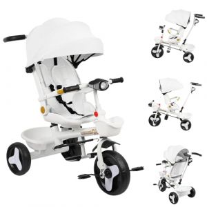 LIUNNCC 5 en 1 Tricycle B&eacute;b&eacute; &Eacute;volutif,Draisienne &Eacute;volutif,Trike Bebe,Velo Poussette Bebe &Eacute;volutif,Velo Enfant 5 Ans,De 6 Mois,Pliable,Facile &Agrave; Plier,Accessoires Pratiques (jusiZL, neuf)