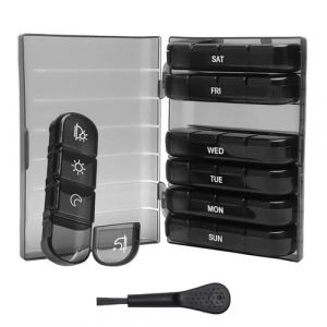 Pilulier Semainier 7 Jours 28 Compartiments Piluliers Medicaments Rangement Grande Capacit&eacute; Pilulier Semaine Matin Midi Soir pour Vitamines Suppl&eacute;ments et M&eacute;dicaments (Noir) (nuobokun, neuf)