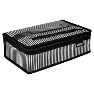 AOSBOS Petit Sac Repas Isotherme pour Femme Homme Enfant, Sac &agrave; Lunch Pliable et Portable pour D&eacute;jeuner Travail Plage Pique-Nique, Rayures Noires et Blanches (S-MART LIFE, neuf)