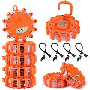 AK Voyant D'avertissement de Voiture, Voyant D'avertissement LED étanche avec Chargeur de Voiture Câble USB C 3 en 1 et Sac de Voyant D'avertissement Kit de Panne de Lampe LED (Rouge-8 Piece) (SMXMY-CN, neuf)