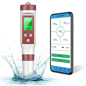 Ehomfy Testeur pH Mètre Electronique Bluetooth 4-1,ATC Testeur de Qualité de l'eauTDS/EC/Température/PH(précision0.01),Étalonnage Automatique|PH-mètre Rétroéclairé pour Eau Potable, Aquarium,Piscine (Ehomfy Direct, neuf)