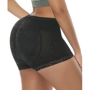 NINGMI Femme Culotte Push Up Dentelle Remonte Fesses Ventre Plat Amincissante Gainante Invisible Panty Butt Lifter Body Sculptant, Noir,L (gefanmu, neuf)