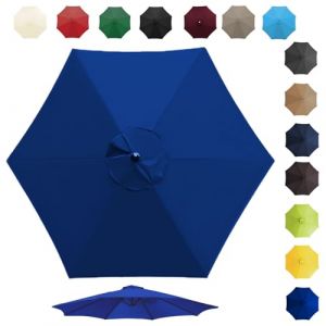 Toile De Rechange Pour Parasol De 200cm 270cm 300cm 6/8 Baleines, Auvent De Rechange Pour Parasol D'ext&eacute;rieur, Polyester Anti Uv 50+, R&eacute;sistant &Agrave; La D&eacute;coloration(Color:Royal blue,Size:8 ribs-2.7m(8.8f (banshandaoren, neuf)