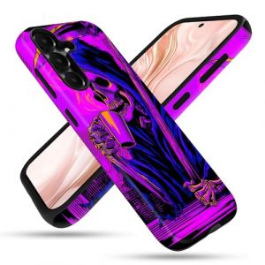 FGDRFGRW Coque con&ccedil;ue pour Samsung Galaxy S25 Plus/S24 Plus, coque 2 couches TPU + PC, housse de protection antichoc - Tasse &agrave; caf&eacute; t&ecirc;te de mort (MAKIEE, neuf)