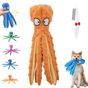 Whiskerspot Jouet couineur pour chien en forme de pieuvre &ndash; Jouet couineur en peluche durable sans rembourrage &ndash; Pour chiens de petite, moyenne et grande taille (1 pi&egrave;ce) (KKLXUA, neuf)