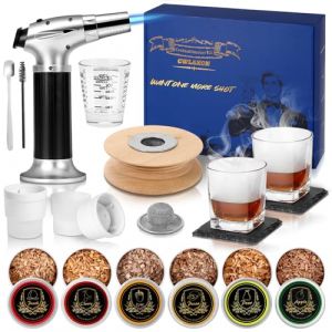 CWLAKON Kit de Fumeur de Cocktail avec Torche, kit fumoir à Whisky avec 6 copeaux en Bois, Bourbon Old Fashioned Drink Smoker Kit, Cadeaux d'anniversaire de Noël pour Homme(sans Butane) (EU-CWLAKON, neuf)