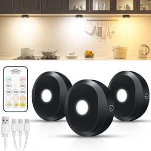 WILLED Spot LED Sans Fil avec Télécommande, Eclairage Led Cuisine Sous Meuble 3 Couleurs, Mini Spot LED avec Fonction Minuterie pour Cuisine, Armoire, Placard, Lot de 3 (WILLED eu, neuf)