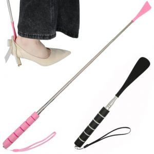 JEYORZY 2 Pièces Chausse pied long telescopique, Chausse-pied Extensible, Chausse Pied Long - Chausse Pied Telescopique Metal, Chaussé pied manche long, Chausse pied long pour hommes femmes seniors (Wacicy EU, neuf)