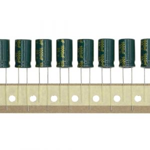 HUABAN 50 pi&egrave;ces 25V 1000UF 10x17mm Condensateur &eacute;lectrolytique aluminium &agrave; enfichage Haute Fr&eacute;quence LOWESR avec gaine thermor&eacute;tractable verte 25 Volt 1000 UF (SHEN ZHEN ERIC ELECTRONICS TECHNOLOGY LIMITED, neuf)