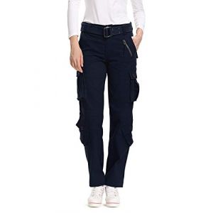 Femme Pantalon Cargo avec Plusieurs Poches Pantalon de Combat D&eacute;contract&eacute; en Coton Camouflage Militaire Tactique Ext&eacute;rieur Randonn&eacute;e Marin 46 (YANZIYUN, neuf)