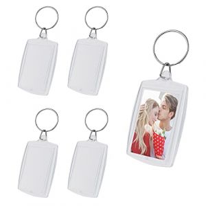 Lusofie 5 Pièces Porte Clés Photo Vierge Acrylique Transparent Double Face Personnalisé pour Famille et Amis (2,1 × 1,57 × 0,2 Pouces, Rectangulaire) (Yourgreen-EU, neuf)