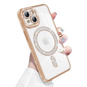 Newseego Coque pour iPhone 13, Paillettes Bling Luxe Diamant Housse 6,1 Pouces Compatible avec MagSafe TPU Flexible Transparente Dos Mignonne Antichoc Protection pour iPhone 13 Or (NewseegoUK, neuf)