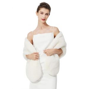 BEAUTELICATE Ch&acirc;le &Eacute;tole en Fausse Fourrure &Eacute;charpe Bol&eacute;ro De Femme Mariage Hiver sur Robe de Soir&eacute;e Mari&eacute;e C&eacute;r&eacute;monie F&ecirc;te Demoiselle d'honneur (Taille Unique, Am&eacute;lior&eacute; - Ivoire) (BEAUTELICATE-FR, neuf)