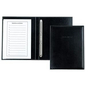 DELMON VARONE &ndash; Classeur de qualit&eacute; sup&eacute;rieure DIN A4 en cuir synth&eacute;tique &eacute;cologique v&eacute;g&eacute;talien noir &ndash; Portedocuments fait main pour certificats, dossiers et re&ccedil;us &ndash; Classeur &agrave; anneaux pour (DELMON VARONE, neuf)