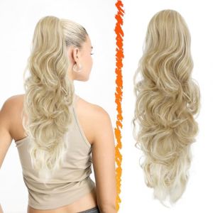 BARSDAR Queue de Cheval Extnsion Blond, 50cm Queue de Cheval Extensions de Cheveux avec Cordon Ondul&eacute;e Boucl&eacute;s Synth&eacute;tiques Clip en Postiche Cheveux Faux pour Femmes - Cendr&eacute; Blond Mixte (BARSDAREU, neuf)
