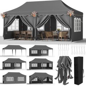 3x6 Tonnelle de Jardin Exterieur, Tonnelle Pliante 3 x 6 Imperm&eacute;able avec 6 Parois Lat&eacute;rales,Tente Hauteur R&eacute;glable,UV 50+,avec 12 Clous de Sol 6PCS Sacs de Sable, pour F&ecirc;te/Festival/Camping, Gris (Dorigod Trading Limited, neuf)