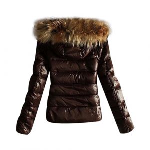 Manteau D'hiver - Doudoune Brillante pour Femme - Veste d'hiver Courte - Veste Matelass&eacute;e - V&ecirc;tement D'ext&eacute;rieur pour Femme - Manteau D'hiver en Duvet avec col en Fausse Fourrure (suzhongxyy, neuf)