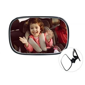 crazy bean Miroir Voiture BéBé, Rotation à 360° Miroirs Auto BéBéS,Retroviseur Voiture Bebe Avec Clip,RéTroviseur De Surveillance BéBé Pour SièGe ArrièRe Miroir,Claire De Vue Avec,Incassable (Noir) (Acozyu, neuf)