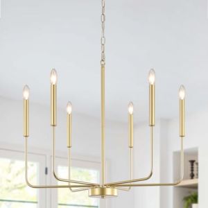 ASHUAQI Lustre Salon Doré, 6 Lumières Moderne Classique Bougie Suspensions D'éclairage, Métal Lustre Salle à Manger Avec Douille E14, Lustres Or pour Chambre, Cuisine, Couloir (ASHUAQI (FR), neuf)