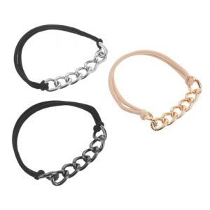 Ipetboom 3 Pièces Bracelet Ponytail Elastics For Women Double Strand Metal Hair Cuff Bands Stretchy Wristband Hair Ties For All Types Decorative And Accessories (KinRoZ, neuf)