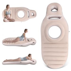 Nuruelter Coussin Gonflable de Grossesse, Tapis de Yoga pour Femmes Enceintes avec Trou, Matelas Gonflable Floqu&eacute; Confortable, Oreiller de Couchage Grossesse, Soutien Complet du Corps(Peau) (Crimson Falcon Studio Kft., neuf)