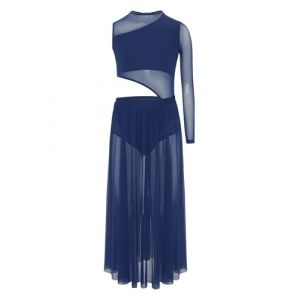 Oyolan Robe Danse Classique Fille Enfant Asym&eacute;trique Une Epaule Justaucorps Ballet Robe Tenue Danse Contemporaine Bleu Marine 11-12 Ans (Oyolan EU, neuf)