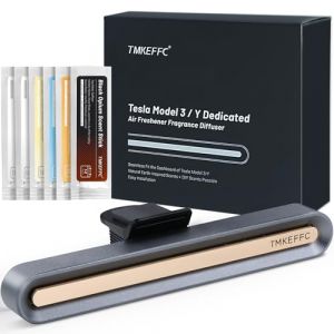 D&eacute;sodorisant exclusif pour voiture Tesla Model 3 Y diffuseur de parfum, d&eacute;corations de ventilation de climatisation de voiture &agrave; la mode, 6 b&acirc;tonnets d'aromath&eacute;rapie inclus, argent lunaire (PHOEBEGOODLUCK, neuf)
