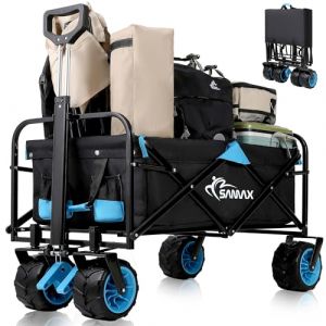 SAMAX Chariot à Main de Transport Chariot de Jardin 200 kg Charrette à Bras Remorque á Main Pliante Offroad - Camping Edition Noir/Bleu (MA-Trading, neuf)