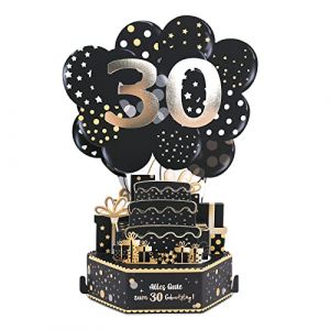 Rhdekoein Carte d'anniversaire pop-up 30 ans Cadeau d'anniversaire Carte de v&oelig;ux 30 ans Carte pop-up 3D Avec enveloppe Cadeau de f&ecirc;te des p&egrave;res Id&eacute;e cadeau pour homme, ami, p&egrave;re (Rhdekoein, neuf)