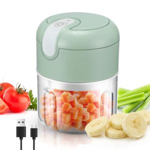 Mini Mixeur Electrique, Hachoir Oignon Hachoir &eacute;lectrique 250ml Coupe Legumes Electrique Avec Port USB, Portable Mini Coupe Legumes Avec 3 Lames Pour Oignons Ail Piment L&eacute;gumes (Art of stars, neuf)