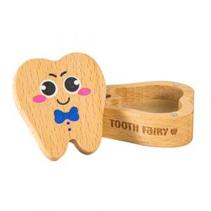 XIHIRCD Boîte de Fée des Dents, Boîte à Souvenirs de Dents en Bois Porte Dent Magnétique Boîte de Rangement de Première Dent Mignonne Forme de Dent Cadeau Souvenir (Noeud Papillon Gravé) (YESIONG, neuf)