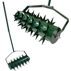 Aérateur pour pelouse, aérateur de pelouse à rouleau, rouleau à gazon manuel avec poignée, clous de 5 cm et protection contre les éclaboussures, scarificateur manuel roulant pour cours et jardins (HENYEER EU, neuf)