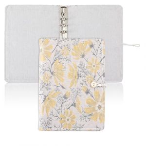 SUPERFINDINGS Classeur A5 &agrave; 6 anneaux Couverture Rechargeable Feuilles Mobiles Agenda Personnel avec Bouton Classeur Floral Jaune pour Agenda A5 inserts de Recharge (Sans Recharge) (SUPERFINDINGS  FR, neuf)