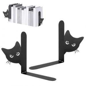 Lot de 2 serre-livres en m&eacute;tal - Motif chat - Pour &eacute;tag&egrave;re, bureau et maison - 15 x 4 x 18 cm (huanrongfuwu, neuf)